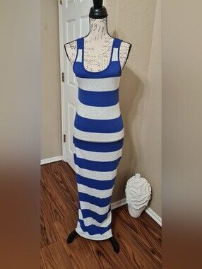 Striped Blue & White Tank Maxi Dress